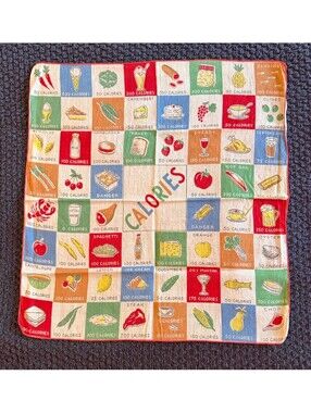 Vintage Novelty Calories Handkerchief Food & Drink